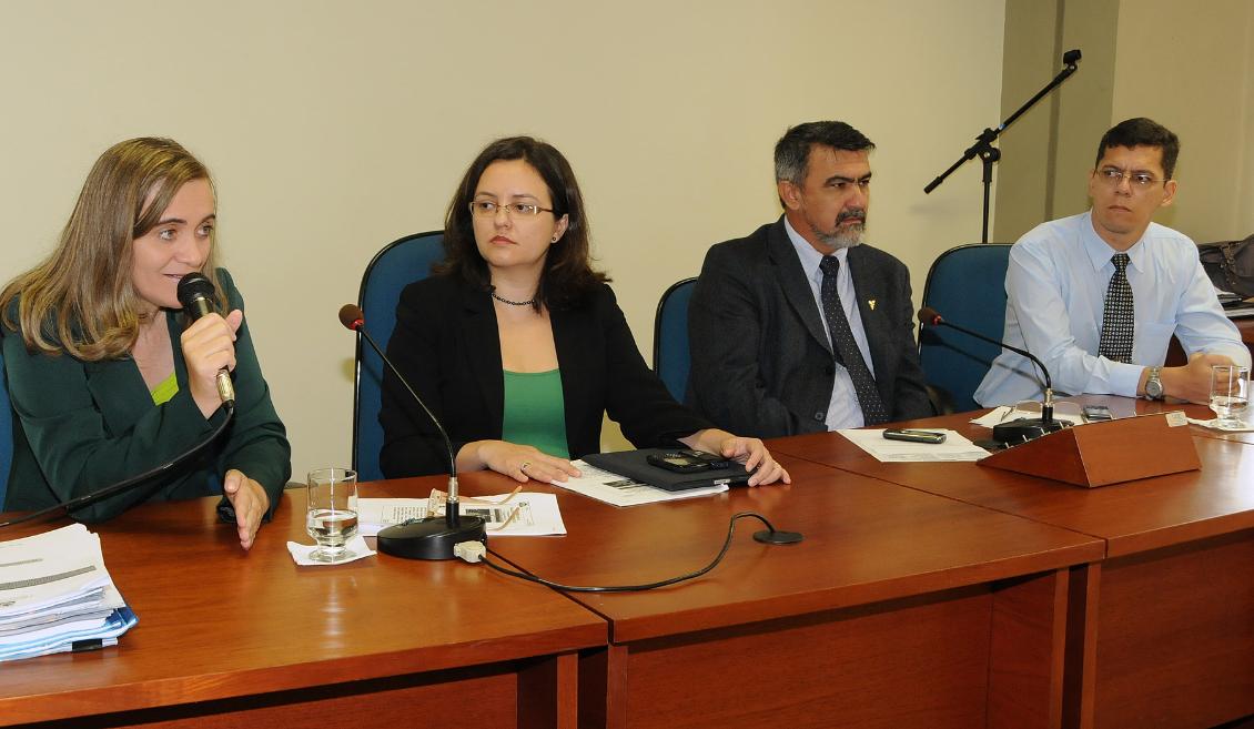 Vanda (à esquerda) fala em audiência pública